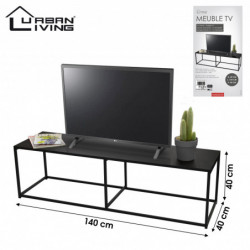 Meuble TV design industriel MADISON - Noir - Métal et acier - 140 x 40 x H 40cm