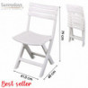 Chaise de jardin pliable en plastique - Blanc - 40 x 41.5 x H 79 cm - Chaise pliante extérieur