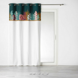 Rideau à oeillets argentés 140 x 240 cm - Coton + bande en jute - Imprimé Jacala