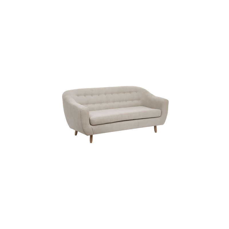 Canapé 3 places rétro - Beige lin - L 1M84 - Marque Atmosphera