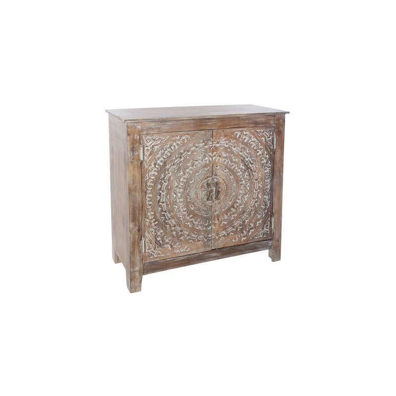 Meuble buffet 2 portes en bois Shirel - Marron - L. 90 x P. 40 x H. 90 cm