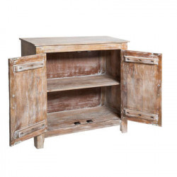 Meuble buffet 2 portes en bois Shirel - Marron - L. 90 x P. 40 x H. 90 cm