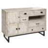 Meuble buffet 3 portes 4 tiroirs en bois Ajay - Beige - L. 115 x P. 40 x H. 81 cm