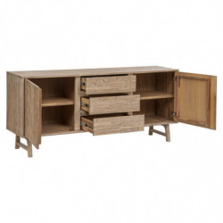 Buffet 2 portes 3 tiroirs en bois Aeris - Beige - L 180 x P 45 x H 80 cm