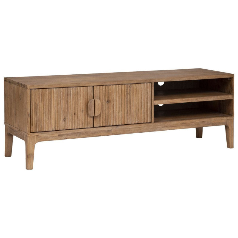 Meuble TV Sabor 2 portes en bois d'acacia - Marron - L 160 x P 45 x H 55 cm