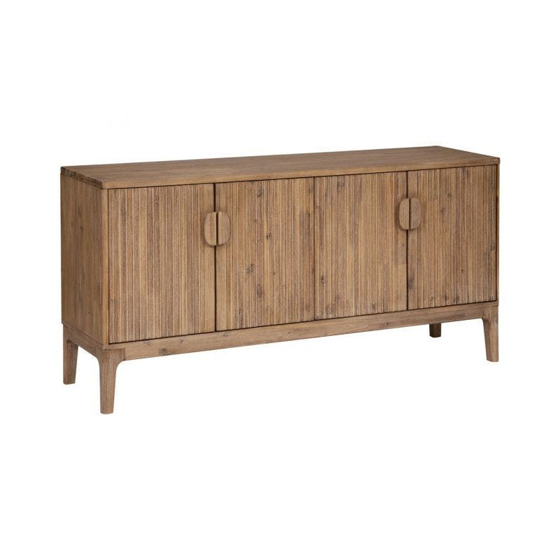 Buffet Sabon 4 portes en bois massif d'acacia - Marron - L 160 x P 45 x H 80 cm