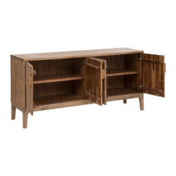 Buffet Sabon 4 portes en bois massif d'acacia - Marron - L 160 x P 45 x H 80 cm