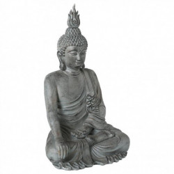 Statuette de Bouddha assis - Gris - H 106 cm
