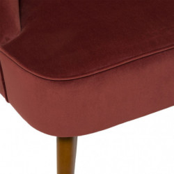 Fauteuil en velours et bois Naova - Rouge brique - L 78 x H 71 cm