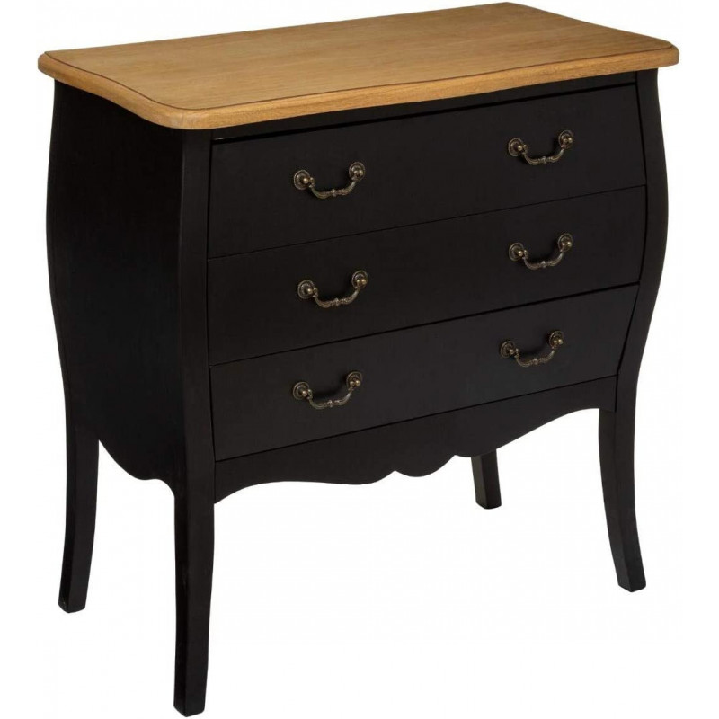 Commode Chrysa 3 tiroirs en bois - Noir - L 74 x P 37 x H 76 cm