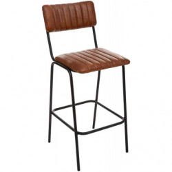 Lot de 2 tabourets/chaises de bar en cuir Dario - Marron - H 102,5 cm