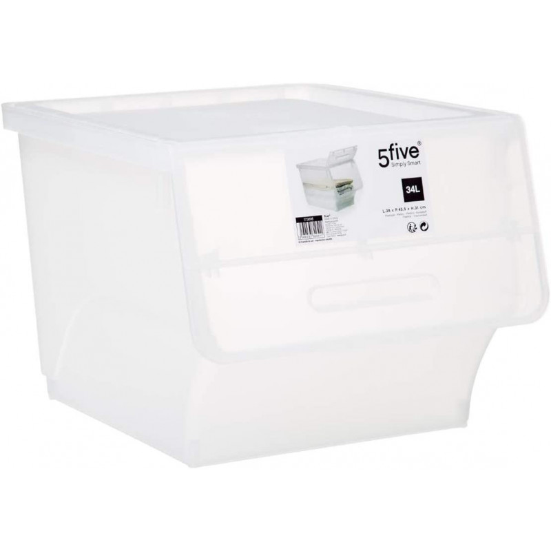 Boite de Rangement avec Ouverture Frontale 34 L - Transparent - P 46,2 x H 31 cm