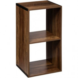 Etagère 2 rangements en bois - Marron - L 34,5 x P 32 x H 67,5 cm - Collection Mix n'modul