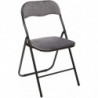 Lot de 6 chaises pliantes en velours - Gris - L 44 x P 45 x H 79 cm