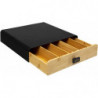 Tiroir porte capsules universel en métal et bambou - Noir - Contenance jusqu'à 64 expresso -  L 33 x l 31 cm