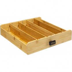 Tiroir porte capsules universel en métal et bambou - Noir - Contenance jusqu'à 64 expresso -  L 33 x l 31 cm