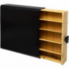 Tiroir porte capsules universel en métal et bambou - Noir - Contenance jusqu'à 64 expresso -  L 33 x l 31 cm