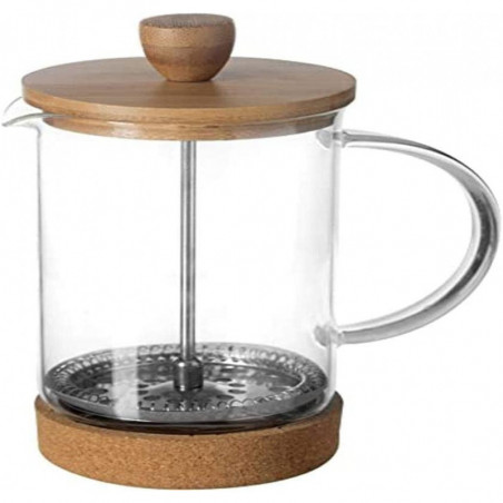 Cafetière 60 cl en verre et bambou - Transparent - D 9 cm