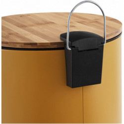 Poubelle 30 L avec couvercle en bambou - Jaune - H 60,5 cm - Collection Modern Color