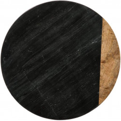 Plateau tournant en marbre et bois - Noir - D 30 cm