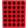 Moule pour 30 cannelés en silicone - Rouge - L 30,6 cm