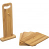 Lot de 4 planches à découper + support en bambou - Beige - L 22.1 x l 14 cm