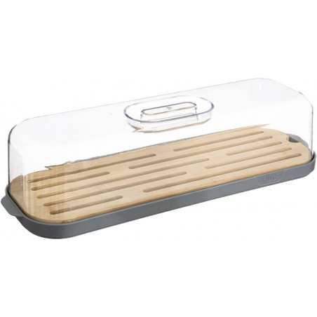 Boîte à pain en bambou - Gris - L 39 x P 12 x H 9,7 cm - Collection Fresheat