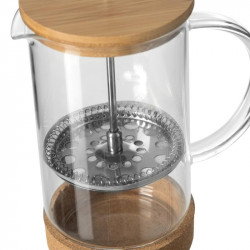 Cafetière 60 cl en verre et bambou - Transparent - D 9 cm