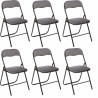 Lot de 6 chaises pliantes en velours - Gris - H 79 cm