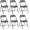 Lot de 6 chaises pliantes en velours - Gris - L 44 x P 45 x H 79 cm