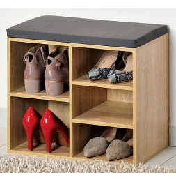 Meuble à chaussures d'intérieur - Banc en bois avec coussin pour l'entrée