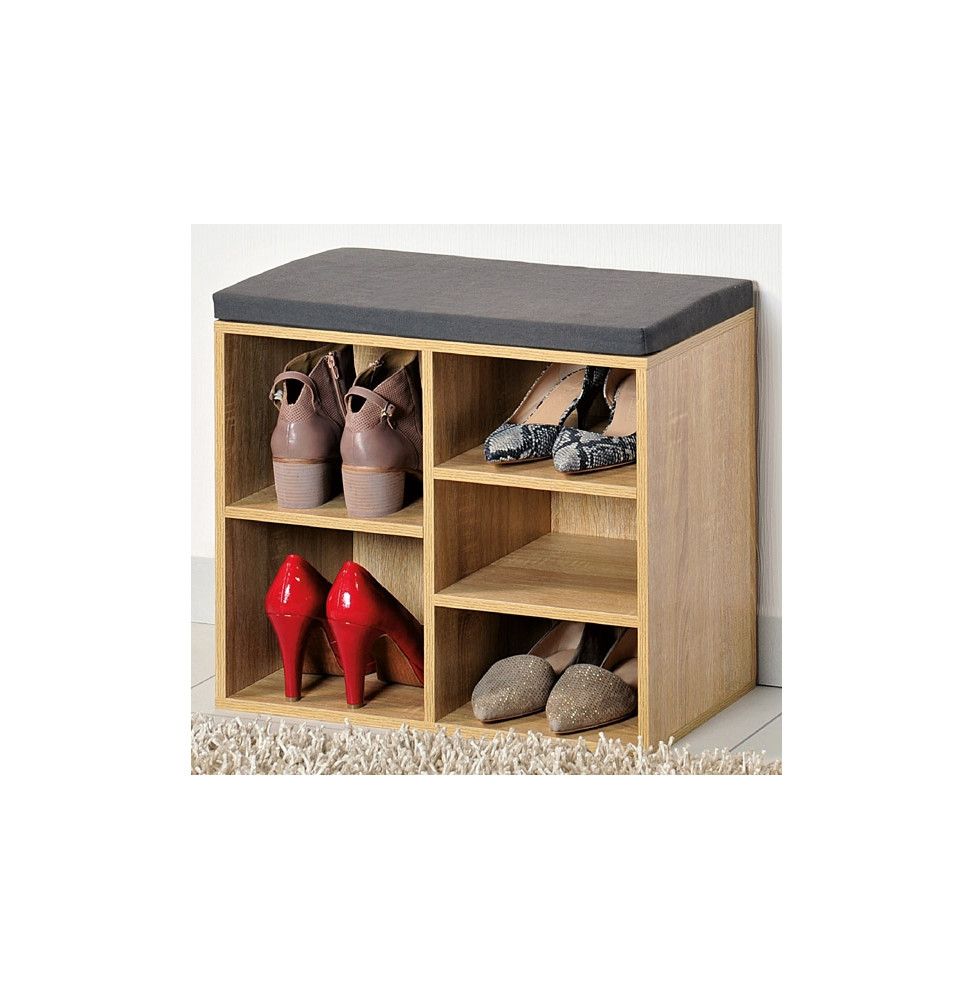 Meuble à chaussures d'intérieur - Banc en bois avec coussin pour l'entrée