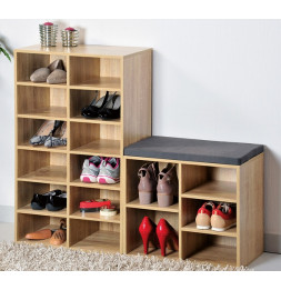 Meuble à chaussures d'intérieur - Banc en bois avec coussin pour l'entrée