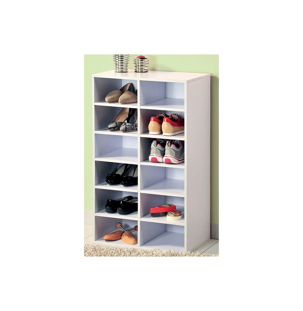 Meuble à chaussures d'intérieur -  12 compartirments - Blanc