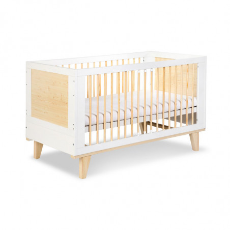 Lit pour bébé 3 hauteurs 140 x 70 - Transformable en lit - Blanc et beige