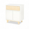 Commode Lydia 2 portes + 1 tiroir + plan de change- Blanc et beige - L 88 x H 80 x P 50 cm