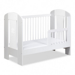 Lit pour bébé Nati 3 hauteurs réglables - Blanc avec motif trèfle - 120 x 60 cm
