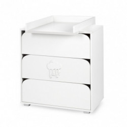 Commode Nel Cloud à 3 tiroirs + plan de change - Blanc avec motif nuage - L 80 x H 83 x P 45 cm