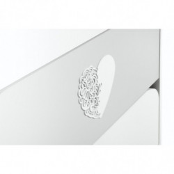 Commode Nel Heart à 3 tiroirs + plan de change - Blanc avec motif coeur décoratif - L 80 x H 83 x P 45 cm