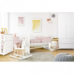 Lit pour bébé Paula 3 hauteurs ajustables - Blanc - 120 x 60 cm