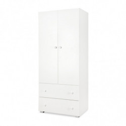 Armoire Paula 2 portes + 2 tiroirs - Blanc - 183 x 80 x 52 cm