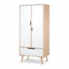Armoire Sofie 2 portes + 1 tiroir - Beige et blanc - H 180 x L 60 x P 50cm
