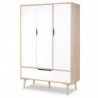 Armoire Sofie 3 portes + 1 tiroir - Beige et blanc - L 117 x H 180 x P 50 cm