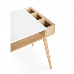 Bureau Sofie 1 tiroir + 1 niche + 3 compartiements - Beige et blanc - L 111 x H 79 x P 55 cm