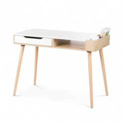 Bureau Sofie 1 tiroir + 1 niche + 3 compartiements - Beige et blanc - L 111 x H 79 x P 55 cm