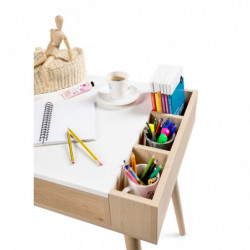 Bureau Sofie 1 tiroir + 1 niche + 3 compartiements - Beige et blanc - L 111 x H 79 x P 55 cm