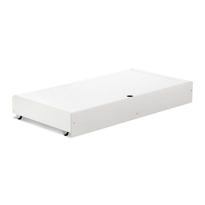 Tiroir lit bébé à roulettes bois - Blanc - L 119 x H 17 x l 62cm