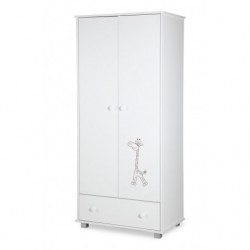 Armoire à motif girafe 2 portes + 1 tiroir - Blanc - L 83 x H 185 x P 52cm