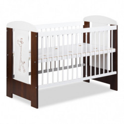 Lit pour bébé motif girafe 3 hauteurs réglables - Blanc et marron - 120 x 60 cm