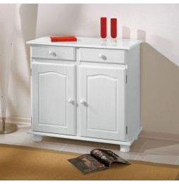 Commode Lovi - Pin massif teinté blanc